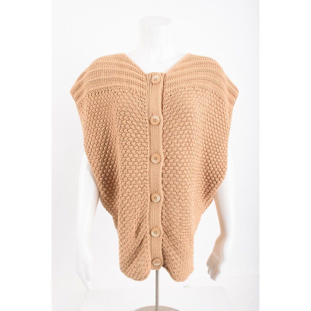 PrAna Womans Estee Knit Sweater Vest Size M Camel Tan Organic Cotton